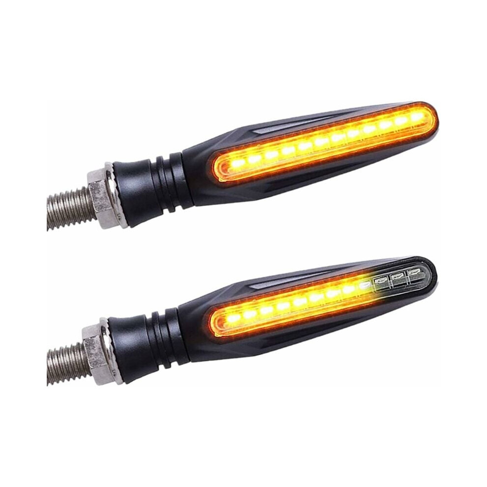 Motorcycle Indicators, Super Bright Leds Dual Functionality Flowing Turn Signal Lights For Motorcycle Motorbike Scooter Quad Off Road, 2Pcs Amber 9169997443779