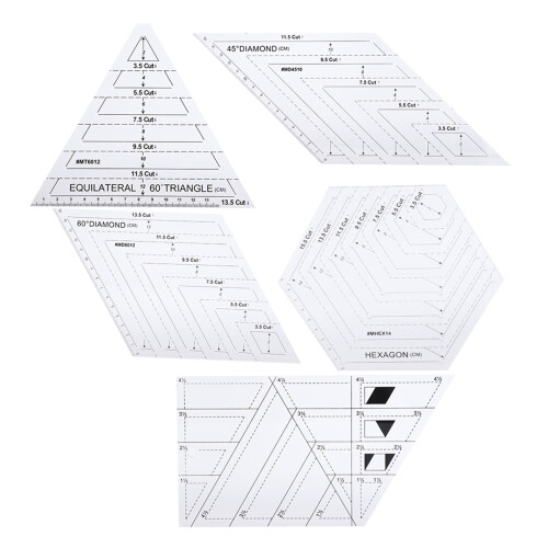5Pcs Patchwork Lineal Quilten Vorlagen Transparent 1