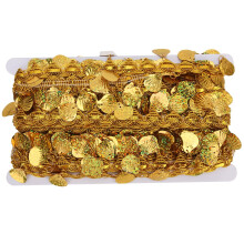 Sparkling Round Coin Shape Sequin Belly Dance Tassels Trim Party Accessories DIY Cloth Elegant Design Exquisite Trim Home Decorations Gold Lace
