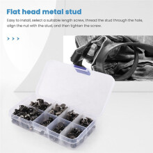180 Sets Chicago Screws Assorted Kit,6 Sizes of Round Flat Leather Rivets Metal Screw Studs for DIY Leather A