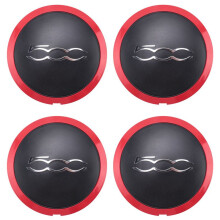 4 Uds. Tapacubos de 133mm para  500, Tapacubos de Centro de Rueda, Pegatina con Emblema 68078419AC 68078421AC 51884863 Rojo