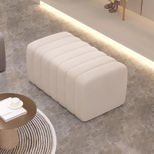 Modern Upholstered Bench White 31.4in (80cm) Entryway Seating Soft Footstool Bed End Storage Solution 2