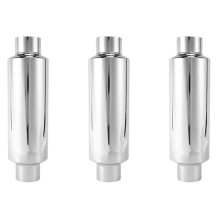 3X Car Exhaust Muffler 2.5 Inch Inlet Stainless Steel Universal Resonator 12 Inch Long Performance Muffler