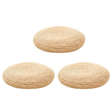 3X Round Natural Pouf Hand-Made Weaving Cushion Fill the Silk Floss Pillow Soft Yoga Chair  Mat Tatami Window Pad(B)