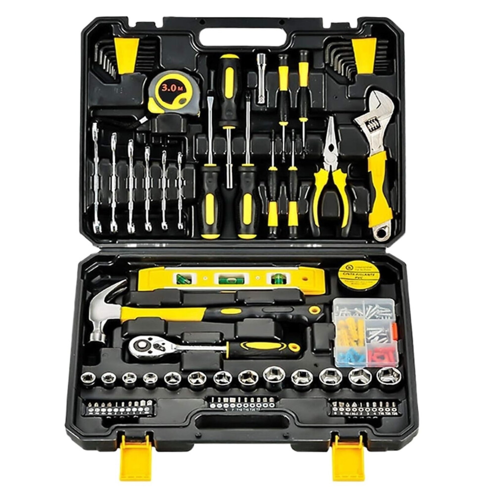 Toolbox 108Piece Ratchet Socket Wrench And Screwdriver Set, Combination Automotive Tools Kit, Case Black 9382693807298