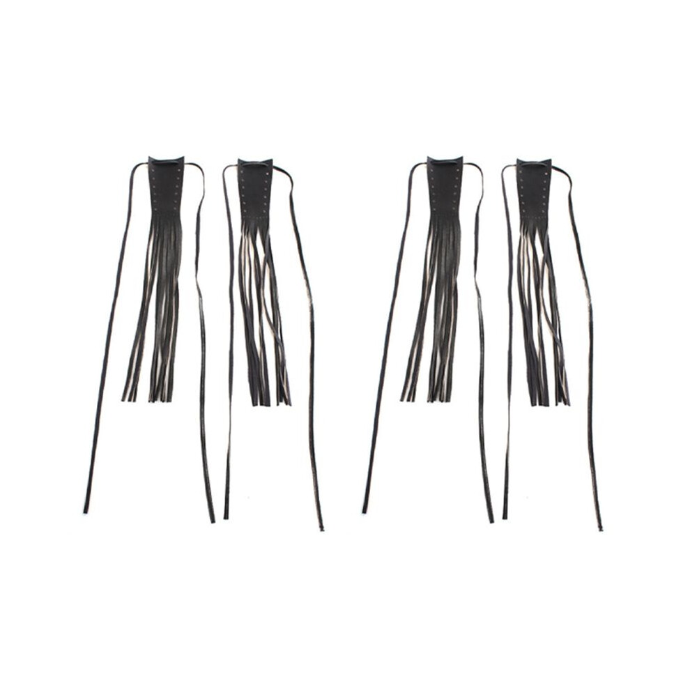 4X Motorcycle Pu Leather Brake Lever Covers Biker Clutch Fringe Tassels For Chopper Bobber Chief Classic Black 6033626696948