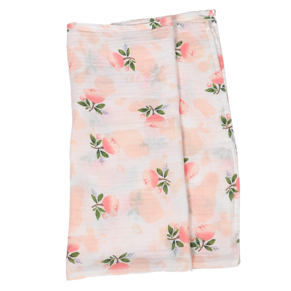 Muslin Blanket Wrap, Unisex Cotton, Stroller Blanket For Newborns, Nursery Use, Rose Floral Design, Gentle On Skin, Rose