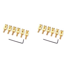 12x Rectangle Guitar Bridge Saddles for Strat Stratocaster Tele Telecaster Electric Guitar Replacement, Gold