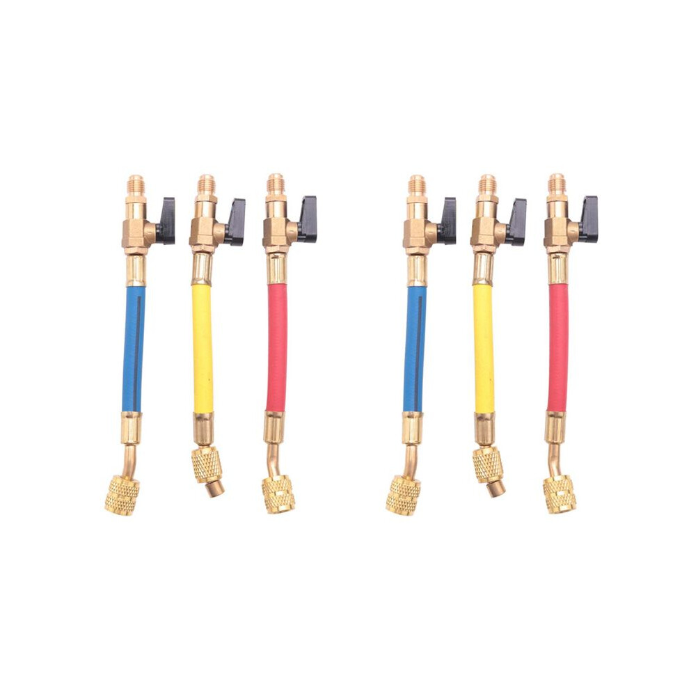 6Pcs R134a R410a R22 R12 800 Psi Manifold Gauge Set A/C Refrigeration Charging Hose With Valve 6032040800146