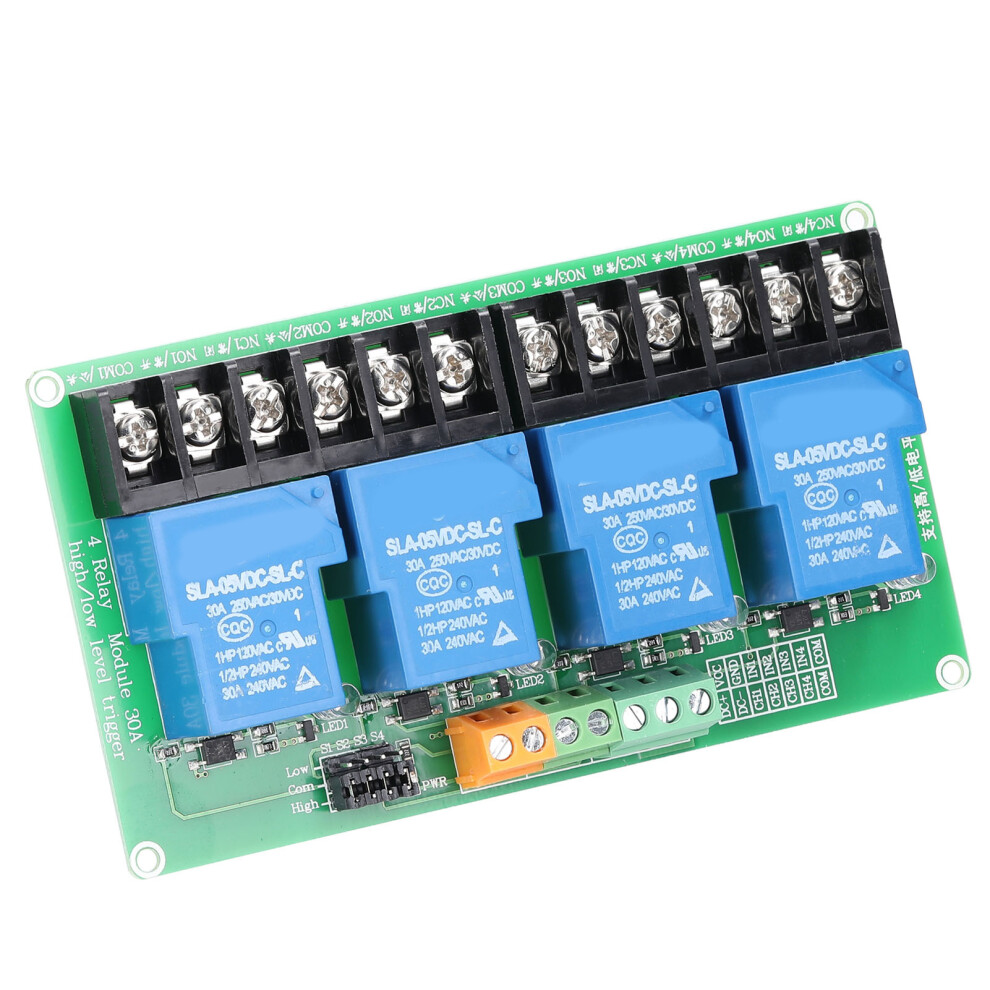 4 Channel 30A Relay Module 5V/12V/24V, Isolated, 130X72x22mm 6951373117496
