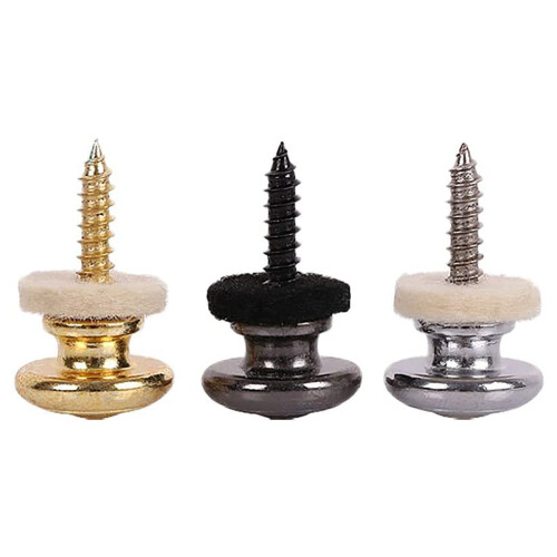 8PCS Wool Copper Guitar Strap Lock Locking Pegs Pins Mushroom Shape End Button Gold 1