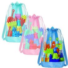 Sand Toy Bag 3pcs Mesh Travel Sand Toy Backpack for Sandbox Bucket, Waterproof Lightweight, Ideal for Beach, Garden and Travel