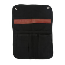 Chair Hanging Bag, Canvas Chair Side Hanging Bag, Armrest Side Storage Bag, Organizer with Multiple Pockets for Outdoor Fishing Picnic Black