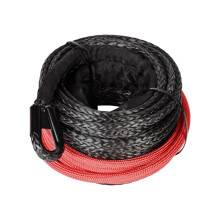 Synthetic winch rope, 10mm x 26m 22000LBs synthetic winch cable with black protective sleeve for ATV UTV SUV (black) Enhanced wear resistance