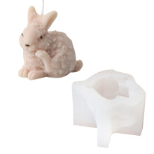 Moule en Silicone Flexible 3D lapin-Lapin essuyant le visage