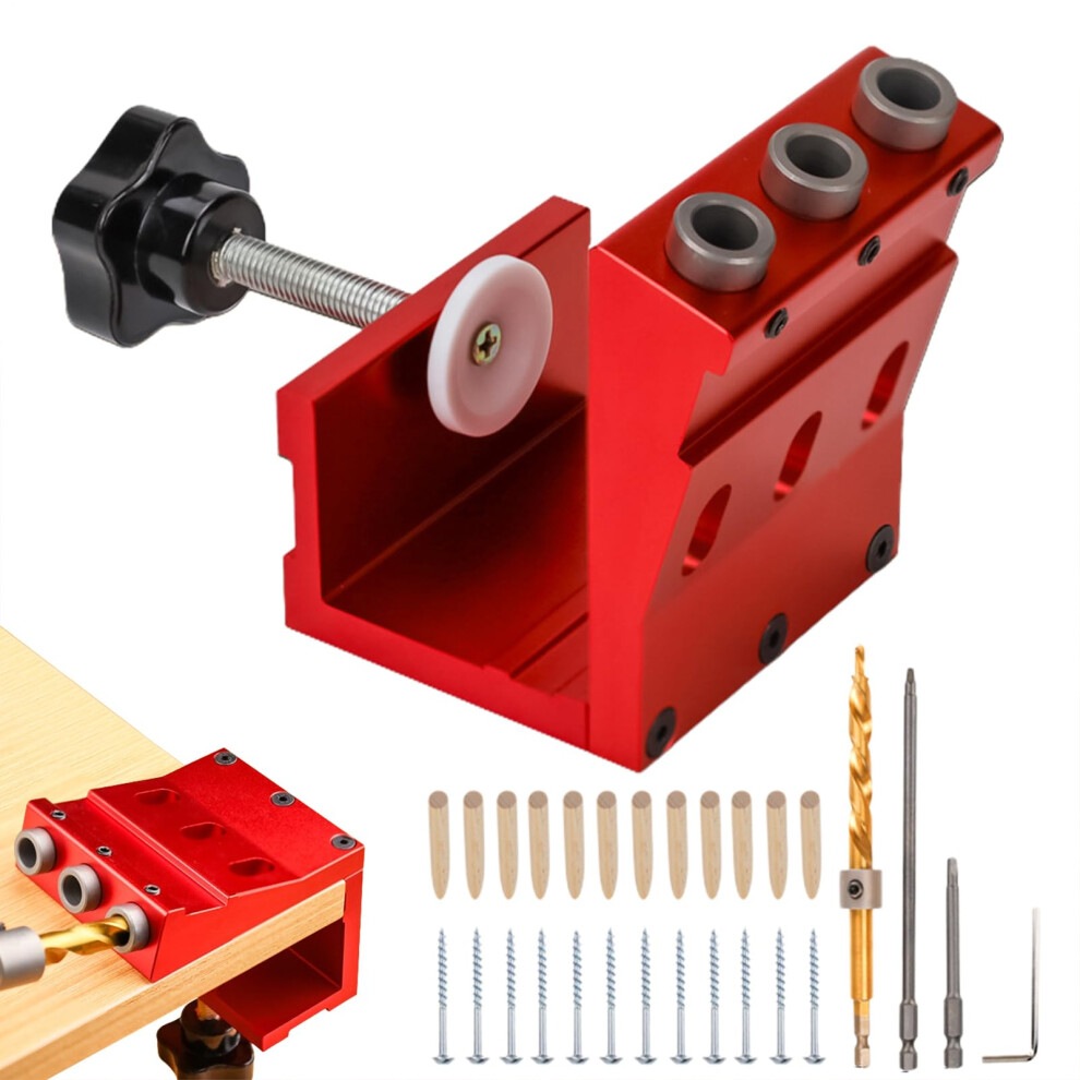 Pocket Screw Jig, 15 Angle Guide with Step Drill Bit for Wood Joinery, DIY
