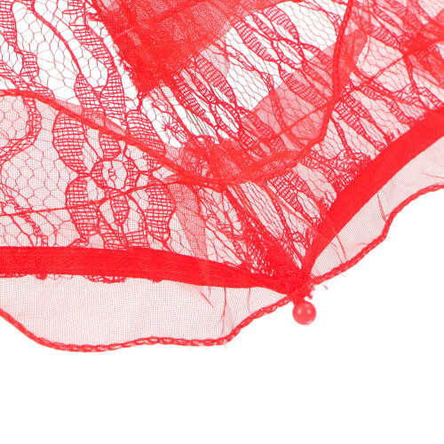 Red Lace Foldable Wedding Bride Umbrella with Parasol 56.5cm 1