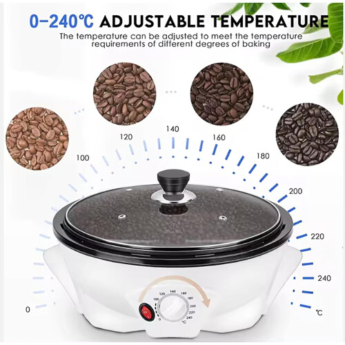 800g Electric Coffee Bean Roaster Large Capacity Adjustable Temperature Home Use White 2