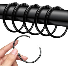 40Pcs Open Curtain Rings 50mm Curtain Rings Round Rings Shower Curtain Clips Metal Clips for Curtains Rods Bathroom Accessories