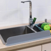 Reusable Sink Splash Guard Silicone Countertop Water Baffle Prevent Water Splashing Out Board Bathroom Kitchen Tool Easy To Use