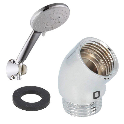 Brass Extender Shower Elbow 145 Degree Chrome For Hand Shower Thread G 1/2 Connections Replacement  Practical