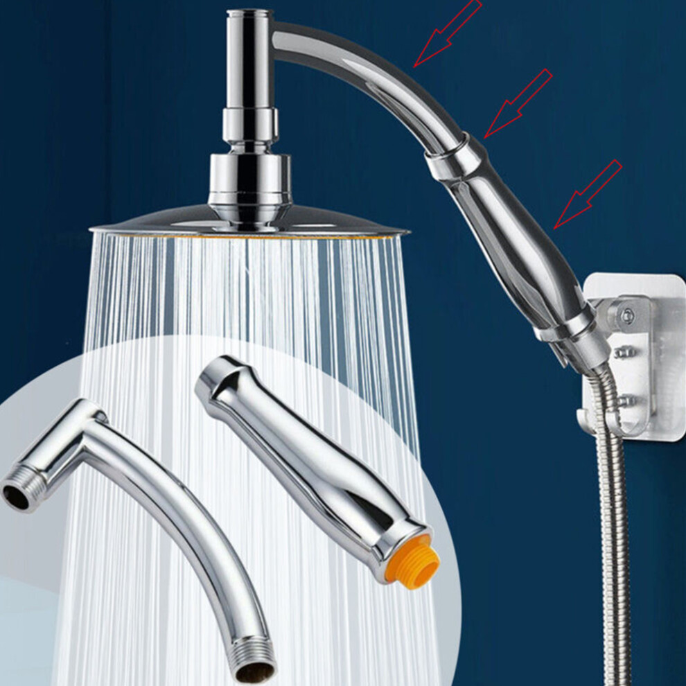 1Pc Shower Head Extension Arm Hand Hold Extrapipe Bath Rain Shower Angled High Pressure Shower Arm Chrome Abs Plastic Shower Arm 6935161531282