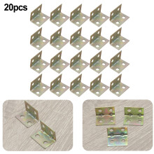 20Pcs 90-Degrees Angle Corner Brackets Cabinet Stainless Steel Corner Brace Fastener Wall Bracket Sofa Fixed Furniture Hardware