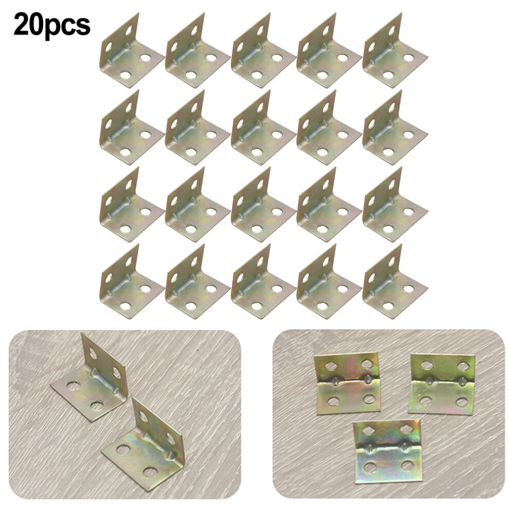 20Pcs 90-Degrees Angle Corner Brackets Cabinet Stainless Steel Corner Brace Fastener Wall Bracket Sofa Fixed Furniture Hardware 6935161529203