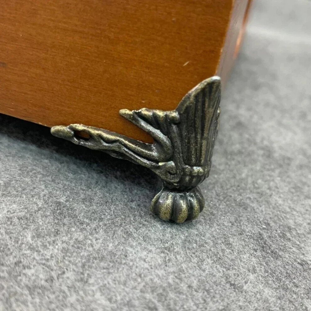 4 Pcs Antique Corner Protector Brass Jewelry Chest Wood Box Cabinet Decorative Feet Leg Corner Bracket Furniture Hardware 6935161541793