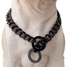 Dog training collar Training collar 86 cm, stainless steel chain for outdoor activities, suitable for neck size 76 cm, large and small breeds, black