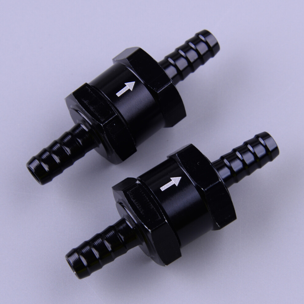 2Pcs 8Mm 5/16" One Way Inline Non Return Diesel Gasoline Fuel Check Valve Aluminum Alloy Black 6935161548105