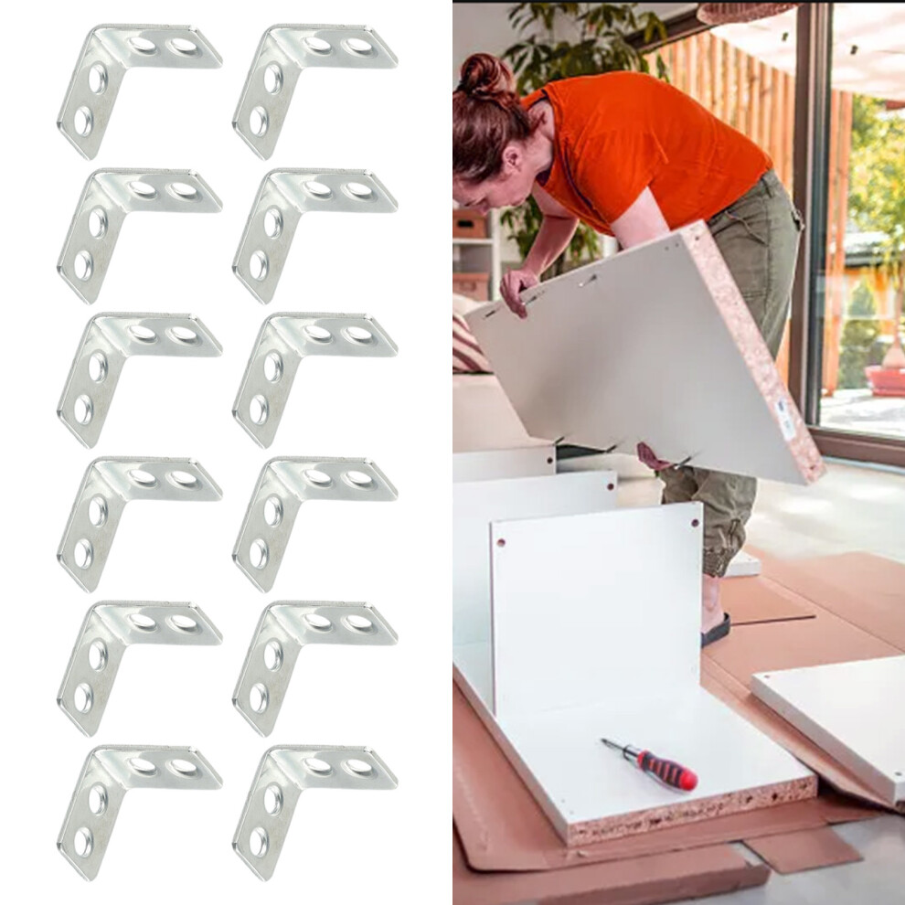 12Pcs L-Shaped Right Angle Fixed Corner Code 90 Degree Iron Drawer Shelf Wall Bracket 15X25x25mm Furniture Hardware Accessories 6935161542646