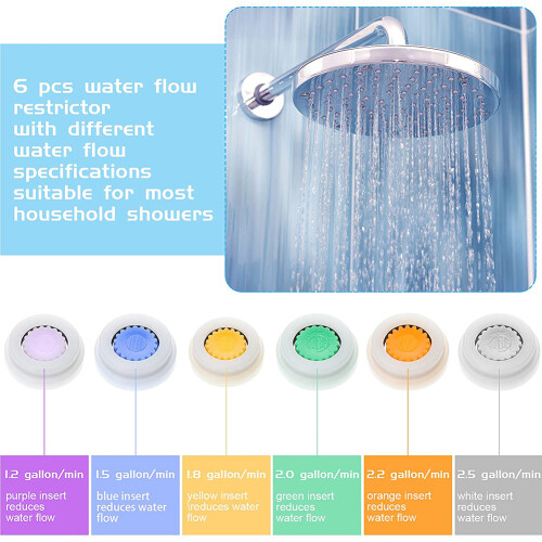 Shower Flow Reducer Limiter Set Water Saving 6 Different Flows Hose Restrictor Bathroom Water Controller Accessories