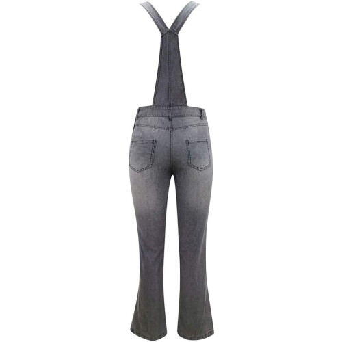Women's Denim Overalls Distressed Dungarees Adjustable Strap Gray 3XL 1