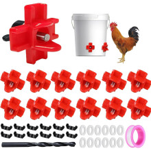Chicken Water Feeder Chicken Watering Cup Large Stainless Steel Nipple Feeder with Drills, LeakProof Watering System for Chicks Ducks