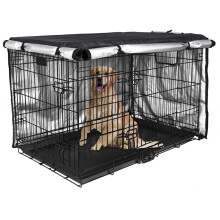Double Door Dog Crate Cover Waterproof Oxford Cloth Fits 24, 30, 36, 42 Inch Cages Indoor And Outdoor Kennel Cover