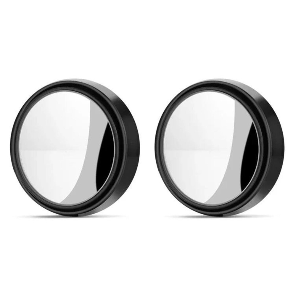 Car Mirror Glass 2Pcs 360 Degree Adjustable Blind Spot Mirror Convex Rearview Mirror Wideangle Frame Heated Black 9426802744491