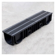 HDPE Trench Drain System with Grates, HeavyDuty Driveway Channel for Yards and Patios 100x20x2.5cm Black