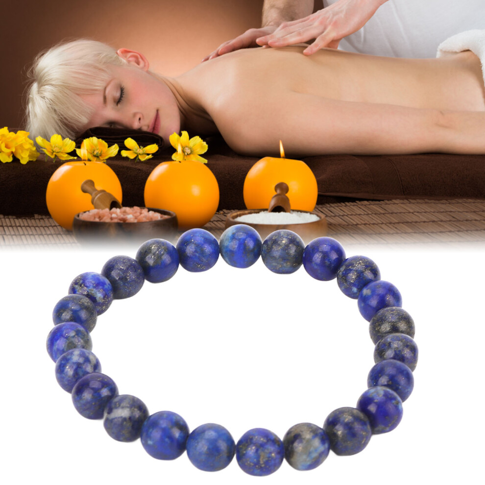 Cyan/Golden Unisex 8Mm Beaded Jadestone Bracelet For Stress Relief Yoga Meditation 23Pcs