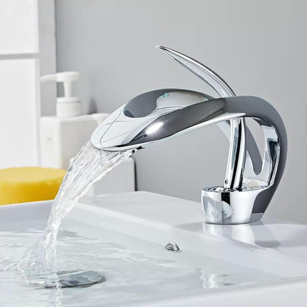 Waterfall Washbasin Mixer Tap Single Handle Wide Mouth Brass Casting Chrome Finish 9382693810014
