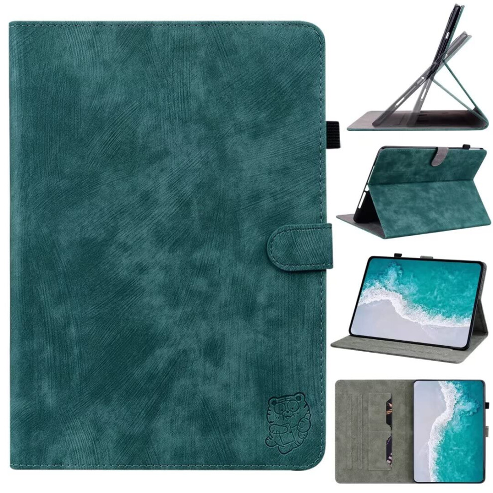 Case For Samsung Galaxy Tab S9 Fe Plus 12.4 Inch Tiger Pattern Folio Case With Auto Sleep/Wake, Green 9347817925999