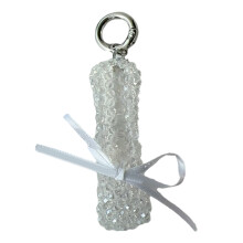 Trendy kristallen schoen sleutelhanger-Witte ronde hangende gesp