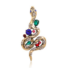 Elegant Snake Brooch Rhinestones Snake Badge Pin For-Yellow
