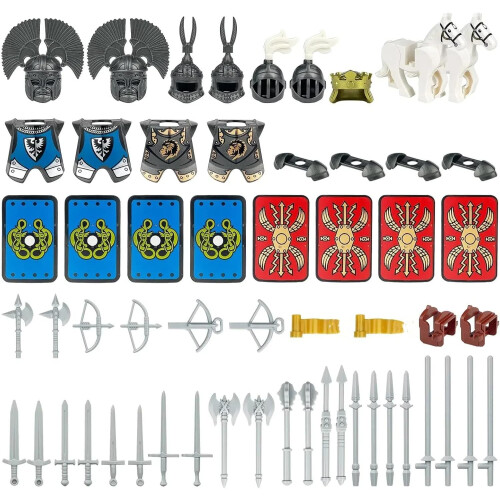 Medieval Knight Weapon Pack with Helms, Armor, Shield, Capes, Horses