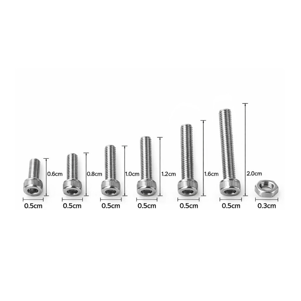 Stainless Steel Flat Head Bolt & Nut Assortment M3 (250 Pcs) 8719762622222