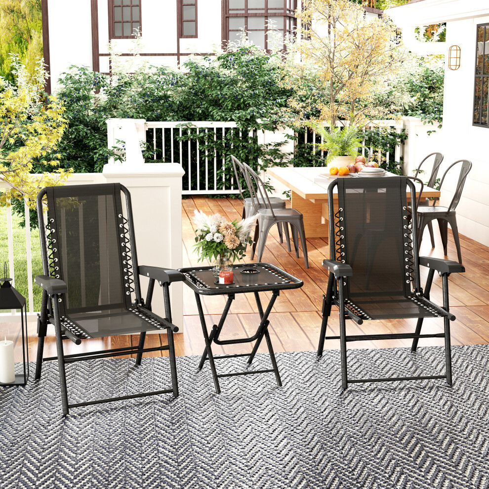 Outsunny 3 Pieces Folding Garden Bistro Set With Cup Holders, Black