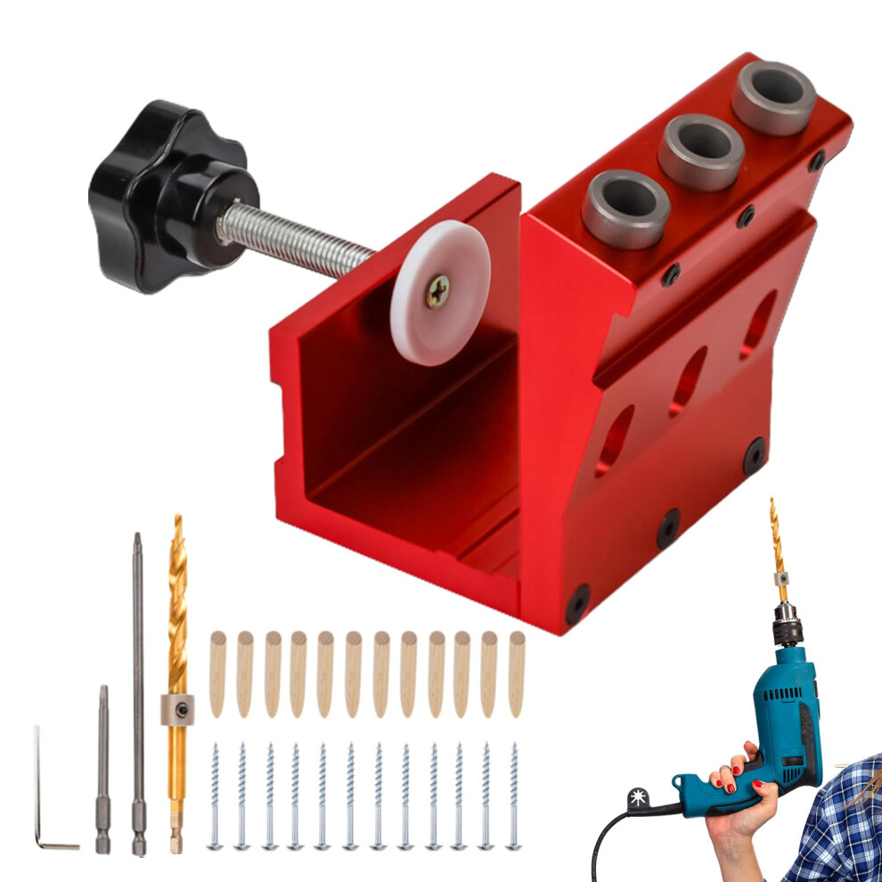 Dowel Jig Set, Pocket Hole Jig Complete Pocket Hole System Pocket Hole Clamps, Dowel Hole Guide System Set, Drilling Jig For Precision Woodworking 9347817927047