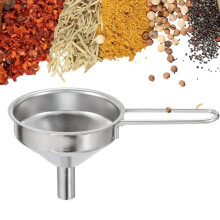 Stainless Steel Funnel with Removable Strainer for Kitchen Liquids and Powders, Long Handle, Dishwasher Safe