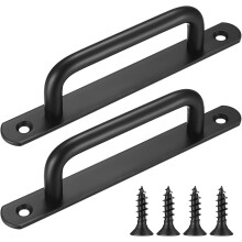 Barn Door Handle Set, Sturdy Metal Construction Sliding Door Pulls Heavy Duty Aluminum Alloy Cabinet Handles with Plate for Wardrobe Closet Cupboard