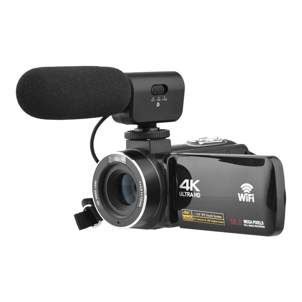 4K Video Camera Camcorder, Vlogging Camera For Youtube, 18X Digital Zoom, 3.0 Inch Ips Touchscreen Ir Night Vision Video Recorder With 2 Batteries 9347817927641